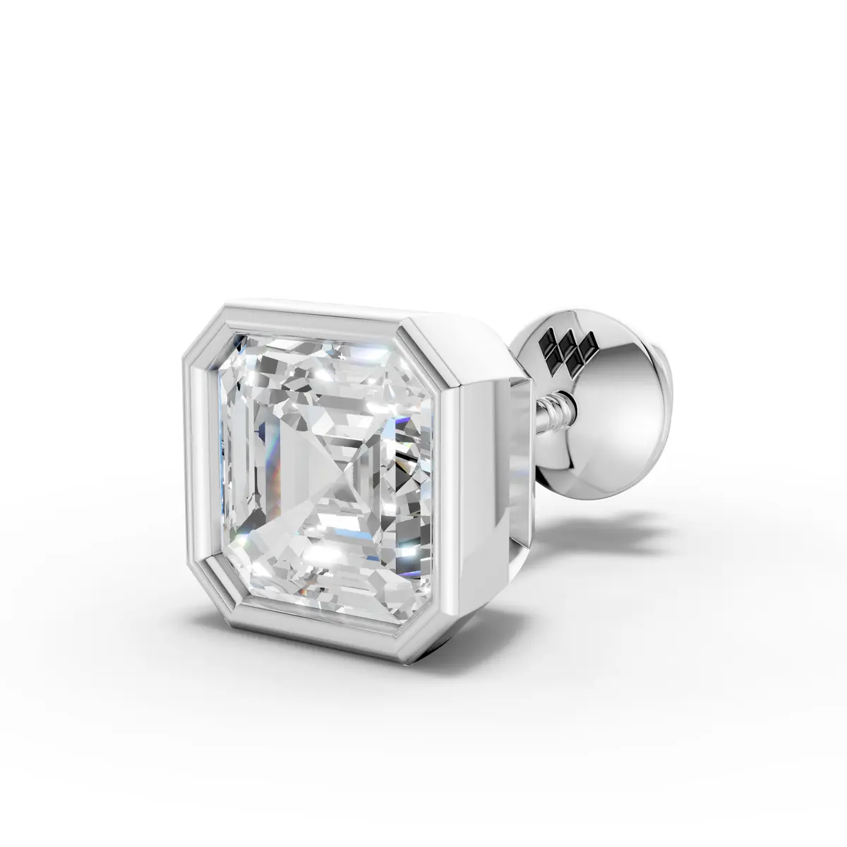 Asscher Cut Diamond Bezel Stud Earring